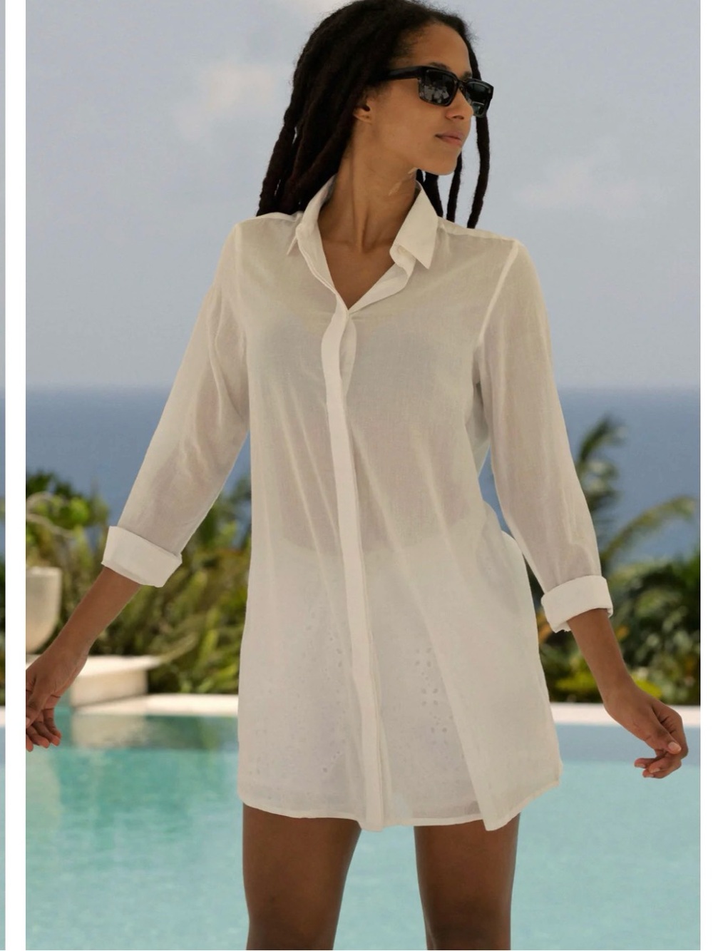 Samson CHLOE SHELL BUTTON DOWN SHIRT WHITE